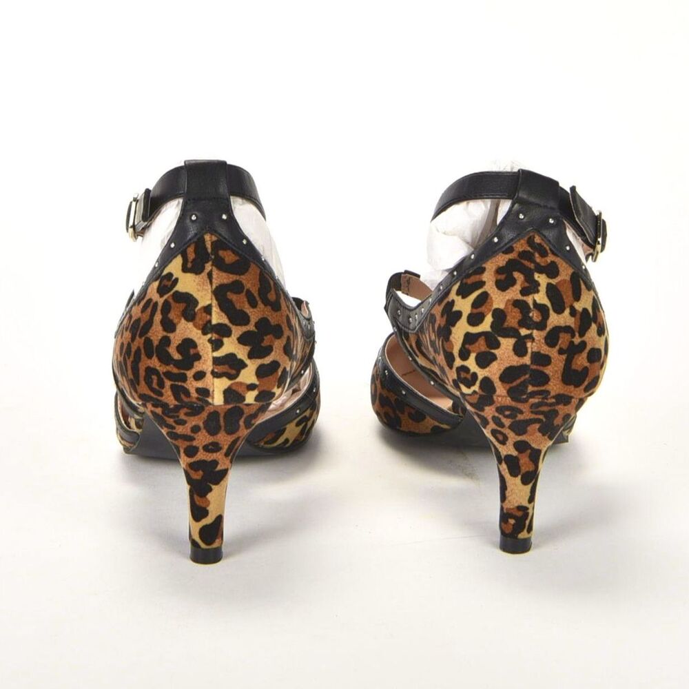 Array Leopard Print Leather Fabric Criss Cross He… - image 6